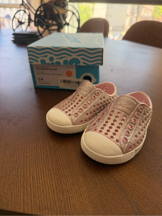 Native Other - Native Kids Slip-On Sneakers - Pink Glitter with White Toe